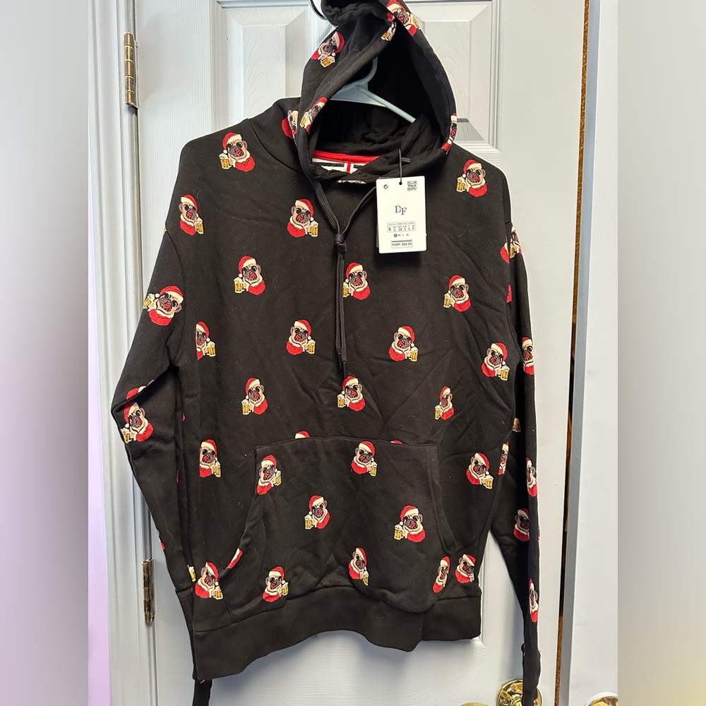 Denim & Flower Festive Black and Red Sweater